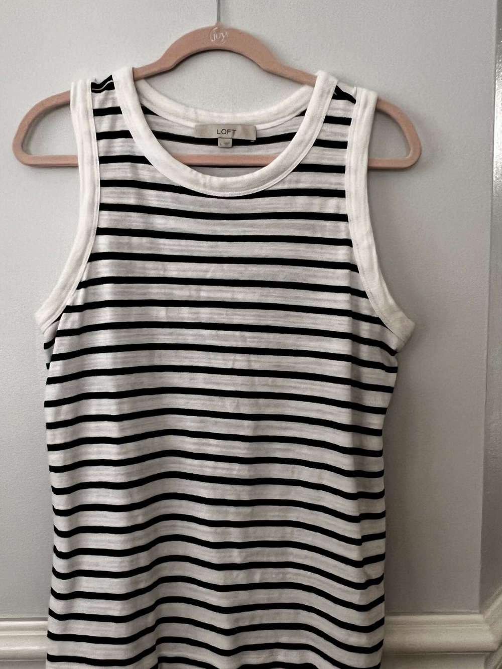 LOFT Black & White Striped Sleeveless Tank